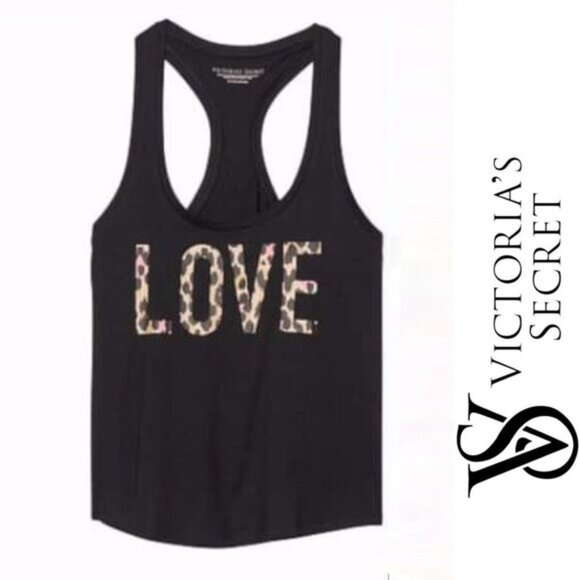 Victoria's Secret | Knit Racerback Tank Black Leopard Print | Size Extra Small - Picture 1 of 9